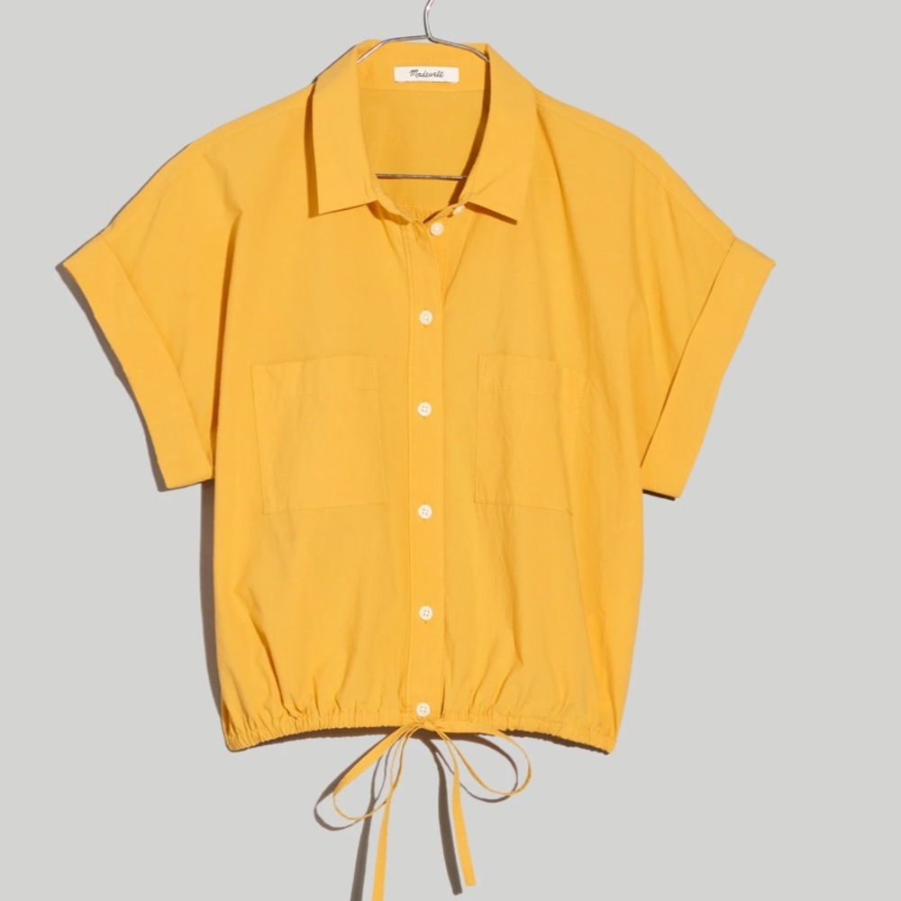 Madewell Poplin Button Up Drawstring Blouse